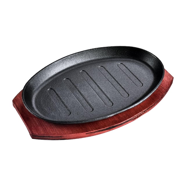 Plancha para freír carne, plato para gratinar, forma ovalada, verduras, carnes, platos para parrilla, sartén para Fajitas, juego de platos para carne 12 pulgadas perfecl Sartén para parrilla de carne