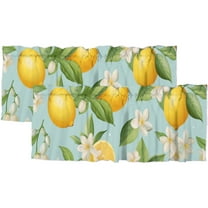 Lemon Blackout Curtain Valances Lemon Fruit Green Botanical Leaves Rod Pocket Light Filtering Valances for Kitchen and Bathroom 54x18inch(2Pcs)