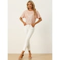 thumbnail image 4 of Blusa de Manga Corta con Lentejuelas para Mujer Camiseta de fiestas con Cuello Redondo Clubwear Top rosa champán S, 4 of 6