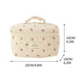 thumbnail image 4 of 3 Pcs Cotton Quilted Makeup Bag Large Coquette Makeup Bag Travel Aesthetic Floral Makeup Bag Cute Kawaii Toiletry Cosmetic Pouch with Zipper for Women Gifts Home Bathroom, 4 of 8