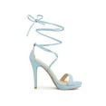 thumbnail image 3 of BLISSFUL STEP Style Women's Sandals Stiletto Heels Platform Heels Lace up Sandals Sky Blue 9, 3 of 7