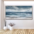 thumbnail image 5 of Muted Seascape Painting Neutral Oil Painting Seascape Oil Painting Blue Sea Landscape Wall Art Large Wall Decor,Unstretched,Frameless,(51*102cm)20*40Inches, 5 of 5