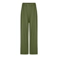 thumbnail image 3 of FAIWAD Womens Elastic High Waisted Palazzo Pants Casual Wide Straight Leg Solid Color Trousers with Pocket, 3 of 6