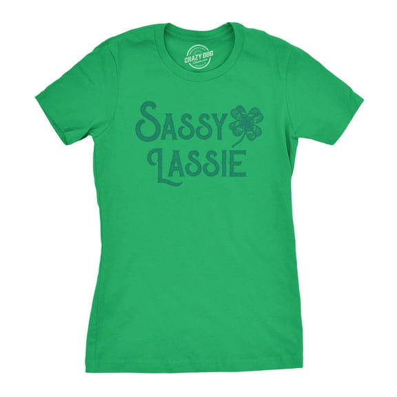 Womens Sassy Lassie T Shirt Funny Saint Patricks Day Cute Outfit St Patty Tee Womens Graphic Tees