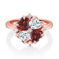 thumbnail image 2 of Gem Stone King 18K Rose Gold Plated Silver Red Garnet and Moissanite Ring for Women (2.28 Cttw, Heart Shape 5MM, Gemstone January Birthstone, Size 6), 2 of 3