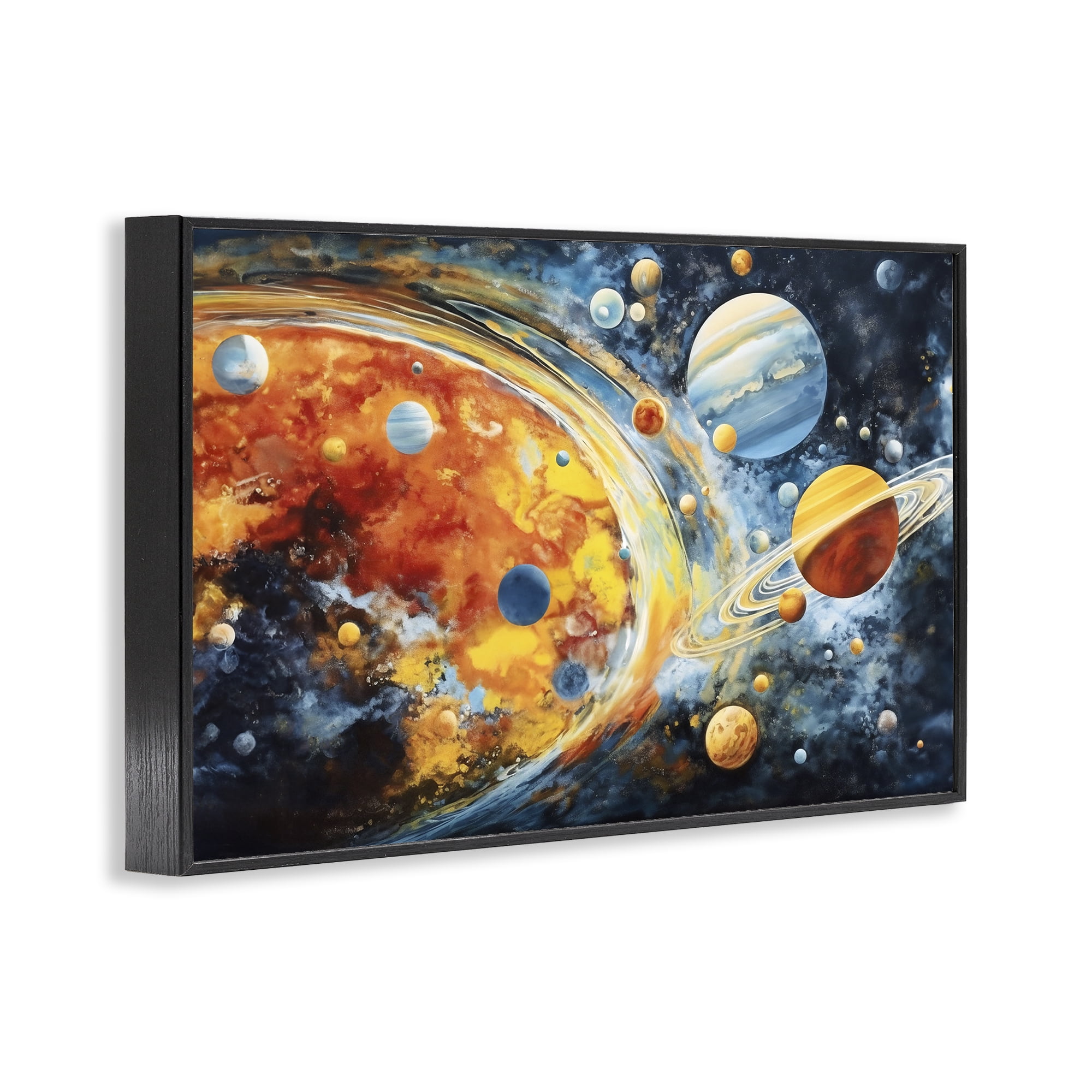 Stupell Industries Space Whirl Planets Black Framed Giclee Art, design by Ray Powers