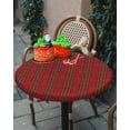 thumbnail image 6 of Round Fitted Tablecloth, Christmas Winter Red And Green Checkered Tartan Scottish Waterproof Table Cloth Table Cover with Elastic Edged for Outdoor Picnic Parties, Fits Tables up to 36" - 44", 6 of 6