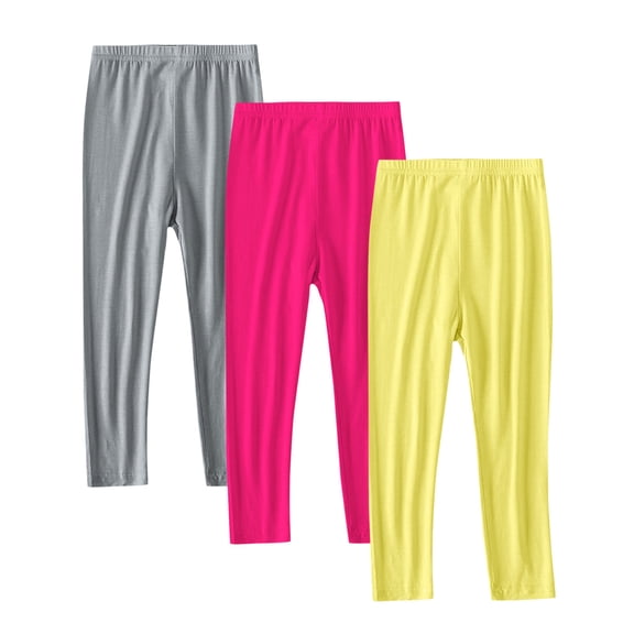 BFHHYA 3 Pack Girls Modal Stretchy Leggings Pants Full Length Basic Leggings Stretchy Legging Footless Tight Pants