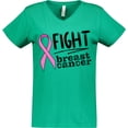 thumbnail image 3 of Inktastic Fight Breast Cancer Pink Ribbon Women's V-Neck T-Shirt, 3 of 5