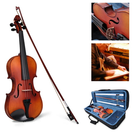 Vif 4/4 Handmade Stradivari Copy Style Violin Fiddle Case Bow Set Student Violin Show Full