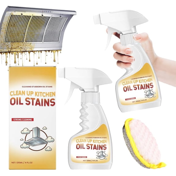 Kitchen Degreaser Foam Spray with Sponge, Stovetop Oven Range Hood Cleaner, 1pc