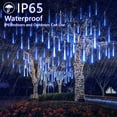 thumbnail image 3 of Solar Powered Christmas Meteor Shower Lights, 10 Tube 240 LED Icicle Fairy String Lights, Blue, 3 of 6