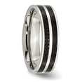 thumbnail image 4 of Auriga Fine Jewelry Stainless Steel Polished with Double Row Black Carbon Fiber Inlay 6 mm Band for Women Size 10, 4 of 8