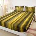 thumbnail image 5 of Manfei Pixel Vertical Streak Queen Sheets, Yellow Block Queen Sheet Sets, Yellow Black, Black Reversible 4pcs1 Flat Sheet + 1 Fitted Sheet + 2 Pillowcases, 5 of 6