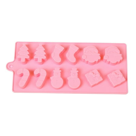 

NUOLUX Silicone Cake Mold 12 Cells Christmas Elements Pattern Mini Cake Fondant Cake Decorating Practice Mould for Wedding Display Baking (Pink)