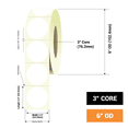 thumbnail image 2 of 2.5" Circle High Gloss Inkjet Label Rolls 1100 Labels Per Roll, 3 Inch Core, 6 Inch OD, 2 of 2