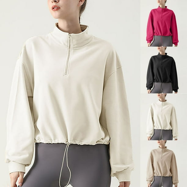 Camisetas para mujer,Camiseta de verano de manga larga con cuello alto para mujer, tejido elástico cómodo e informal, corte regular, ideal para usar en casa o en el trabajo, sopatenor