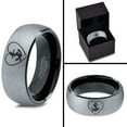 thumbnail image 4 of Tungsten Anchor Sailor Heart Love Band Ring 8mm Men Women Comfort Fit Black Dome Brushed Gray Polished, 4 of 4