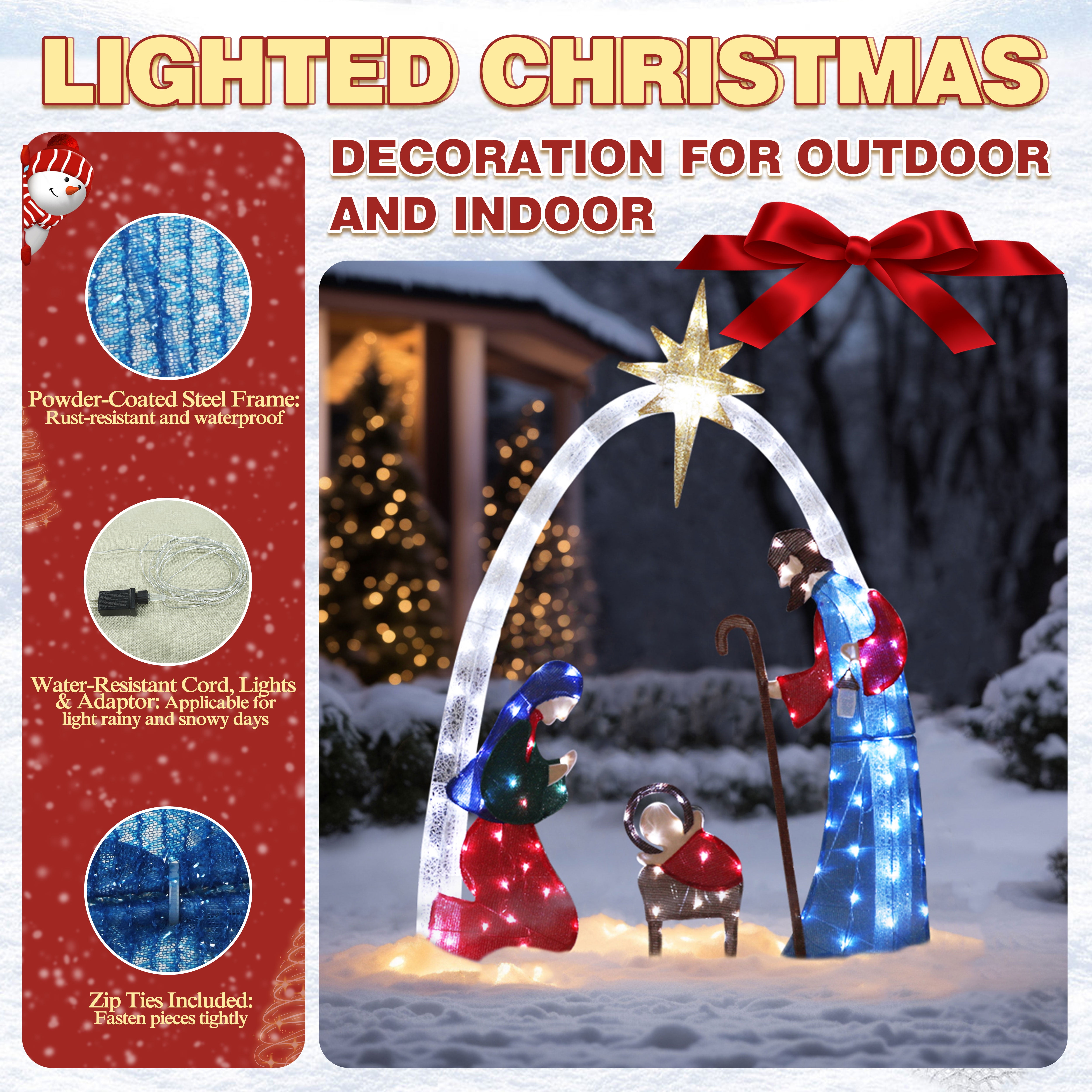 VEIKOUS 60 in. Nativity Scene Christmas Yard Decorations with LED lights,  Gold HP1001-08-3 - The Home Depot