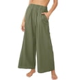 thumbnail image 1 of Pantalón De Pierna Ancha Pantalones de mujer Cintura elástica Mujer Estilo casual Traje diario (Verde militar XXL) Ygjytge para Mujer ejercito verde T L, 1 of 7