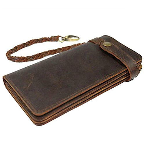 Itslife Men's Bifold Vintage Handmade Leather Chain Wallet