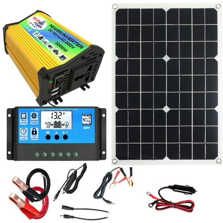 

Solar Power System | Solar Panel Controller And Inverter | Home Solar Power System Complete Kit 3000W Solar Inverter Fast Charge Dual USB Ports
