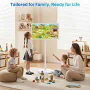 32-Inch Portable TV with Touch Screen ,8GB RAM + 128GB Storage, 1080P Full HD Portable Monitor with Built-in 8-Hour Battery, Android 15 OS, Rolling TV on Wheels, Remote Control