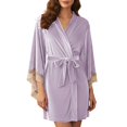 thumbnail image 3 of Lixiuxyad Soft Velvet Cozy Sleep Robe,Purple, 3 of 6