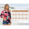 thumbnail image 2 of Hibeli Hawaiian Shirts for Women Tropical Floral Print V Neck 3/4 Sleeve Top Blouses Vacation Outfits, 2 of 6