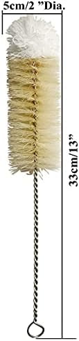 Stainless Steel Soda Bottle Cleaning Brush in Natural Boar Bristle Wool Tip Long Handle, Flexible Bendable Thick Wire Cleaner for Narrow Neck Water Baby Bottles Straw Pipe Tube Flask (Big)