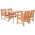 thumbnail image 2 of Vifah Malibu 5 Piece Cross Back Patio Curved Leg Dining Set in Natural, 2 of 7