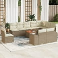 thumbnail image 1 of vidaXL 11 Piece Garden Sofa Set with Cushions Beige Poly Rattan, 1 of 5