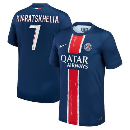 Men's Nike Khvicha Kvaratskhelia Navy Paris Saint-Germain 2024/25 Home Replica Player Jersey