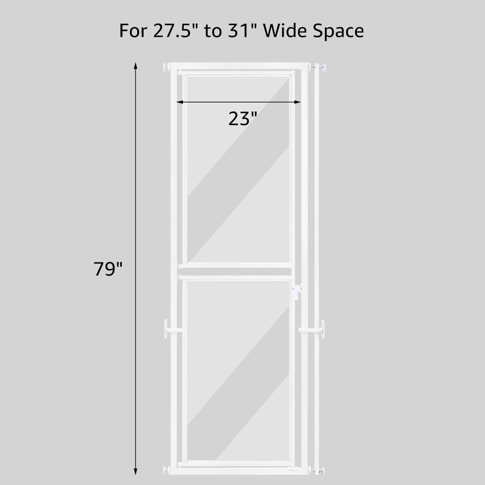 Unipaws 79" High Extra Tall Cat Gate, Clear Acrylic Dog Gate for Doorways, Fit 27.5"-31" Openings, White