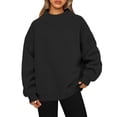 thumbnail image 2 of Mock Neck Sweatshirt,Oversized Long Sleeve Pullover Sweatshirts for Women Casual Fall Turtleneck Tops,Black XL, 2 of 6