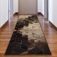 thumbnail image 5 of Custom Size Runner Rug Cubes Abstract Design Brown Color 26 or 31 inch Wide Pick Your Length Non-Slip Rubber Backing, 5 of 5
