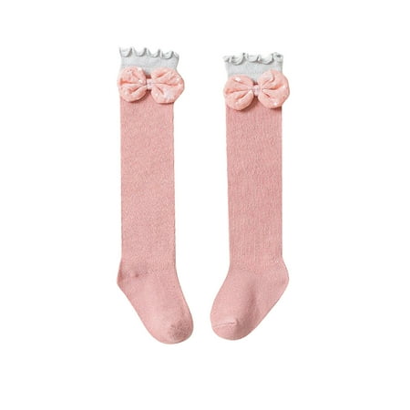 

QWERTYU Newborn Infant Toddler Baby Kids Children Child Girl Bow Breathable Cotton Knee High Socks Stockings Socks 0-3Y
