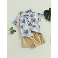 thumbnail image 3 of Wassery 2Pcs Toddler Boys Beach Outfits Tropical Leaf Print Short Sleeve Button Shirt + Shorts Set  6M 12M 18M 24M 3T 4T Boys Summer Casual Clothes, 3 of 8