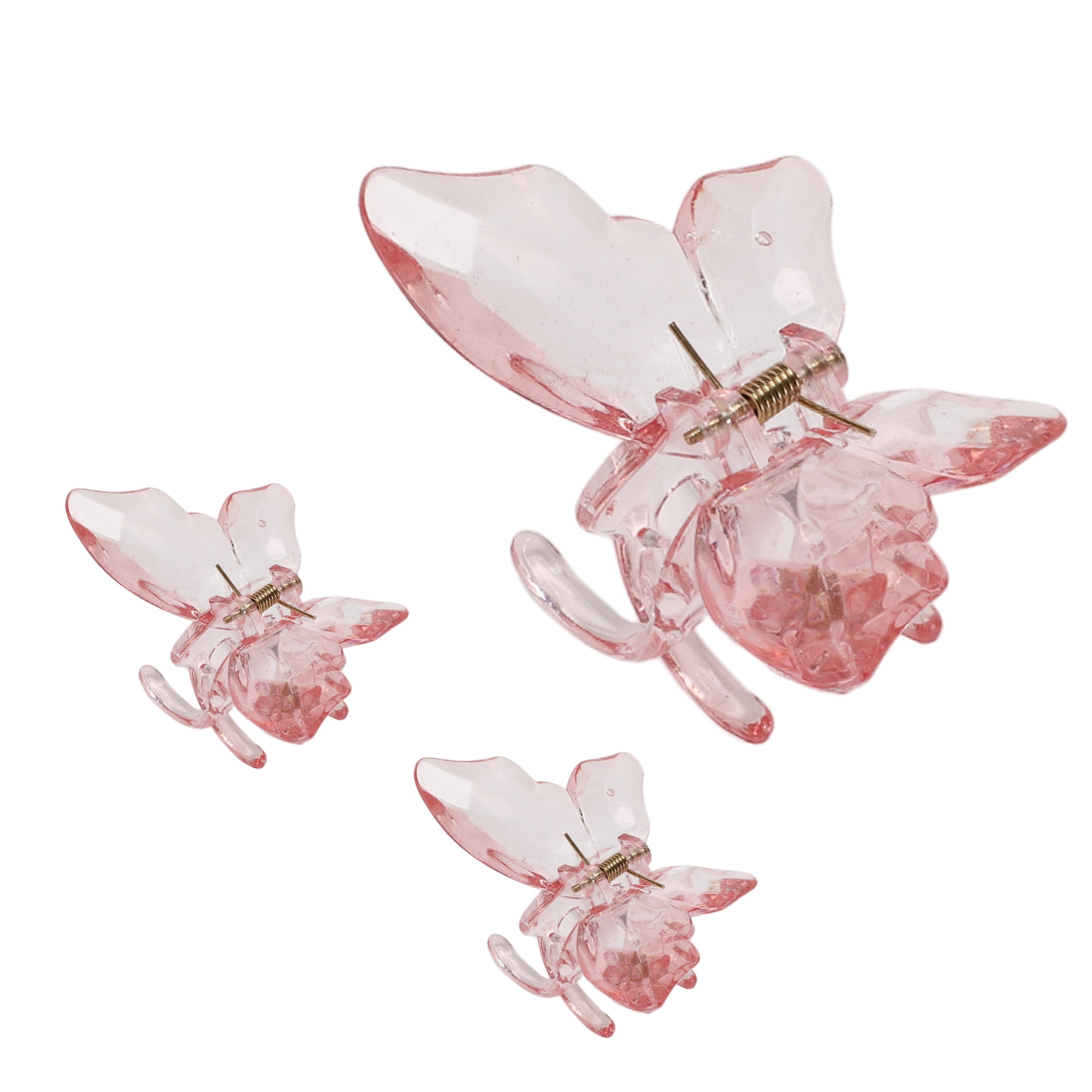 Unique Bargains 3Pcs Grace Butterfly Hairdo Clips Pink