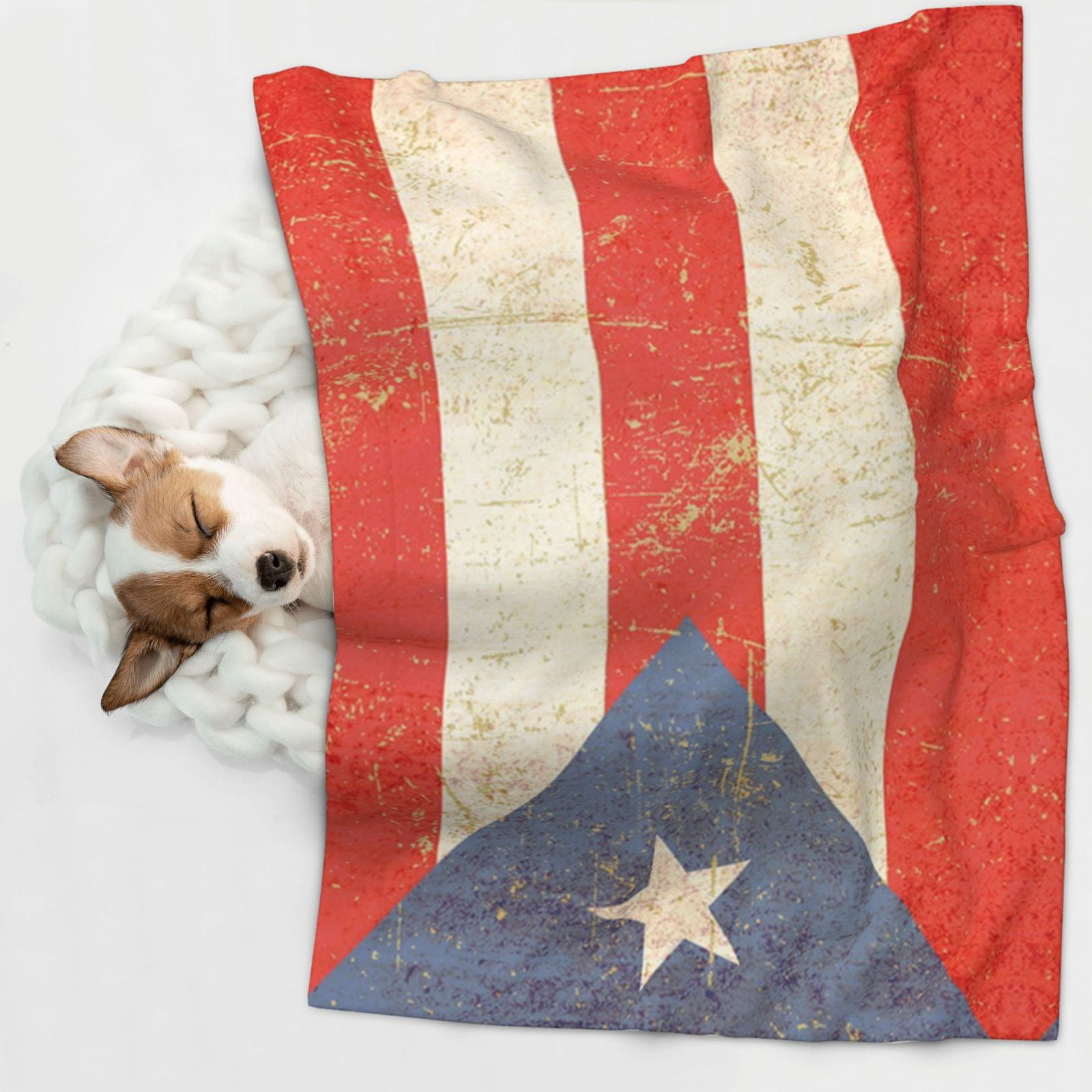 Puerto Puertorico Flag Dog Blanket Soft Warm Flannel Cat Blanket Great Pet Throw for Cats Puppy Small Medium Large Dog