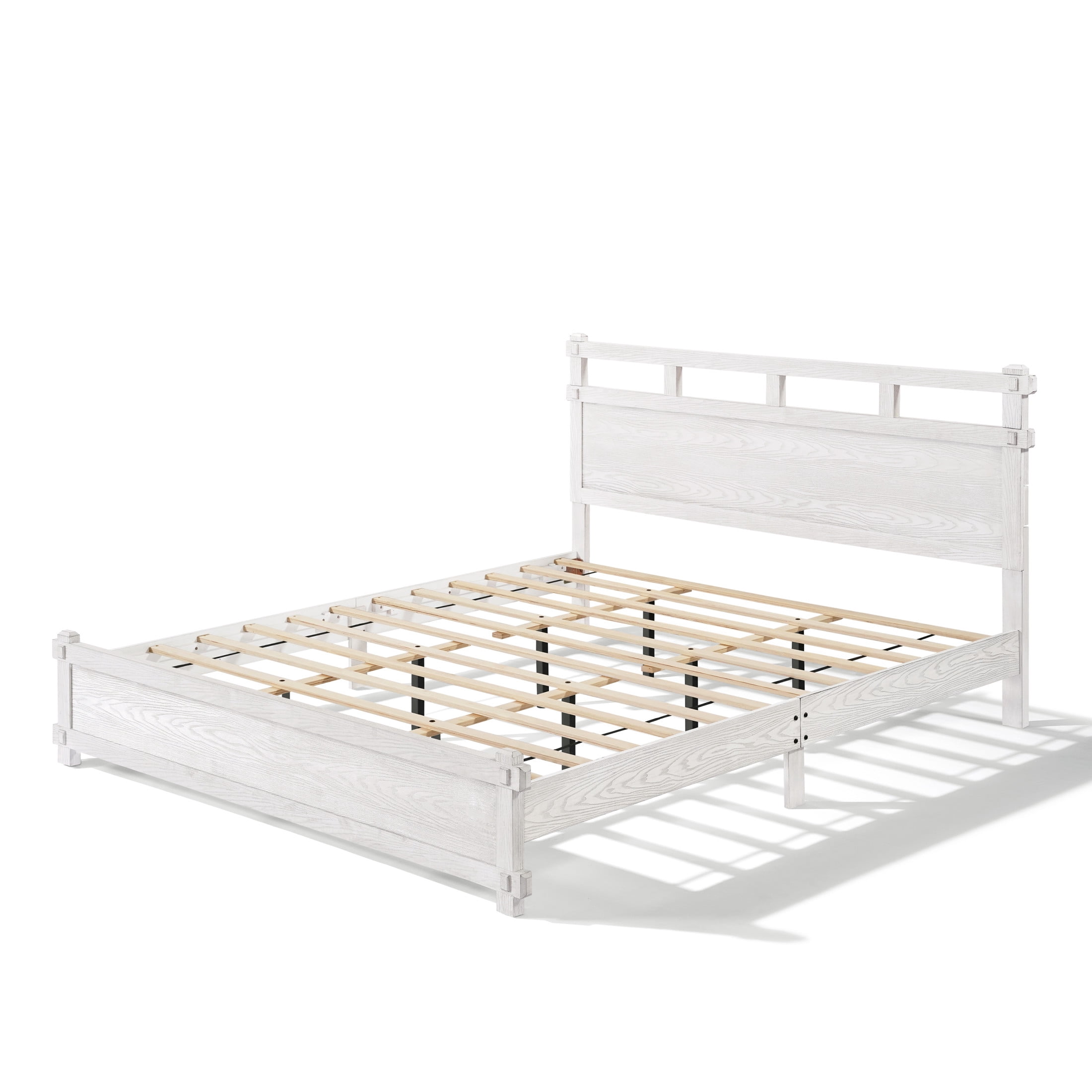 Christopher Knight Home California King Bed Frame with Farmhouse Headboard, Antique White