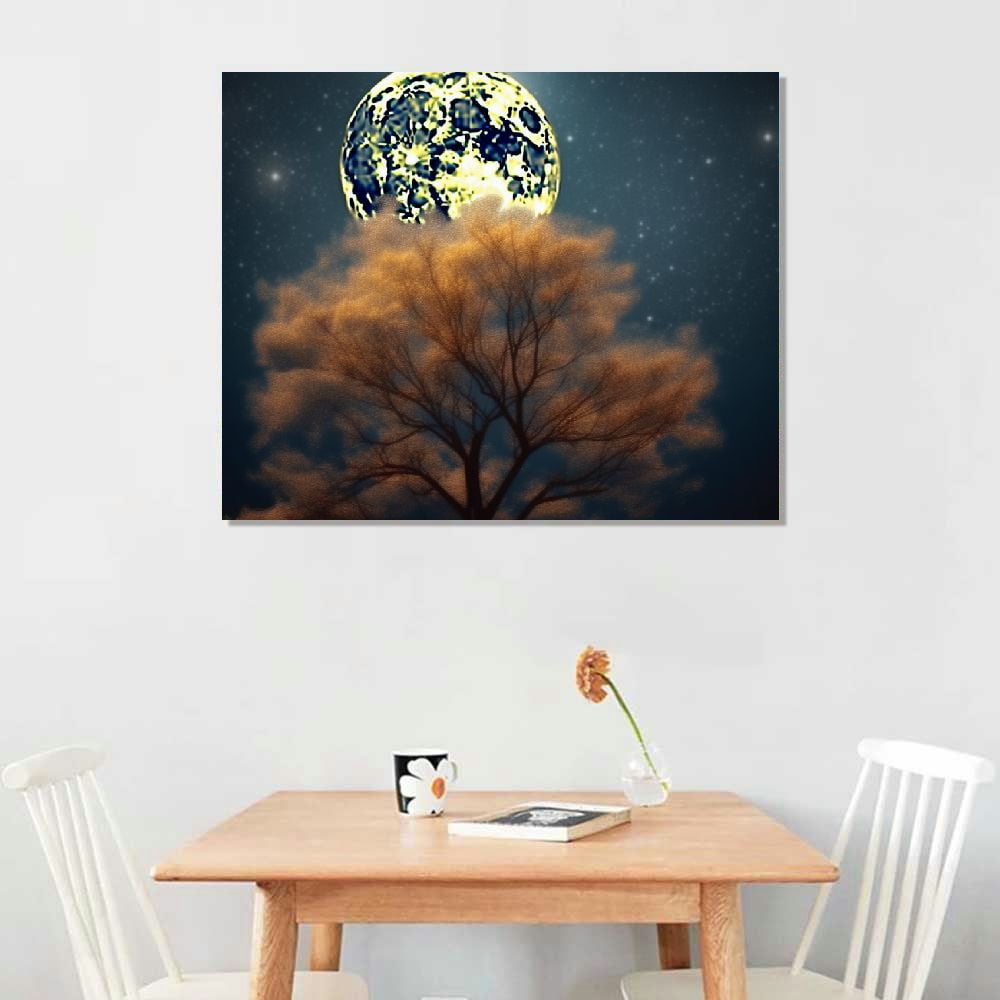 芸術写真 Nature Photograph Full Moon Art Print Amazon.com: B2T Canvas Print Wall Art Full Moon in Clouds