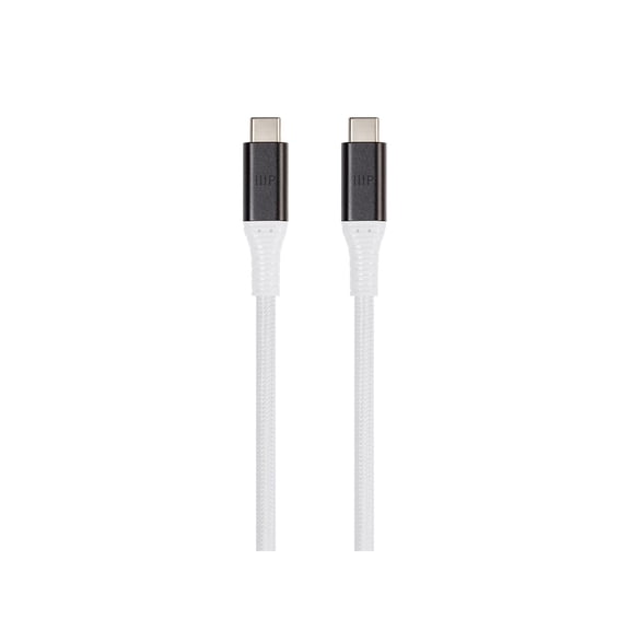 Monoprice Durable USB 3.2 Gen 2 Type-C Data and Power Kevlar Reinforced Nylon-Braid Cable - 1 Meter - White | 5A/100W - AtlasFlex Series