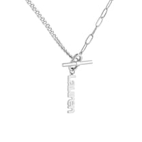 Personalized Planet Women's Mixed Chain Vertical Name Toggle Necklace