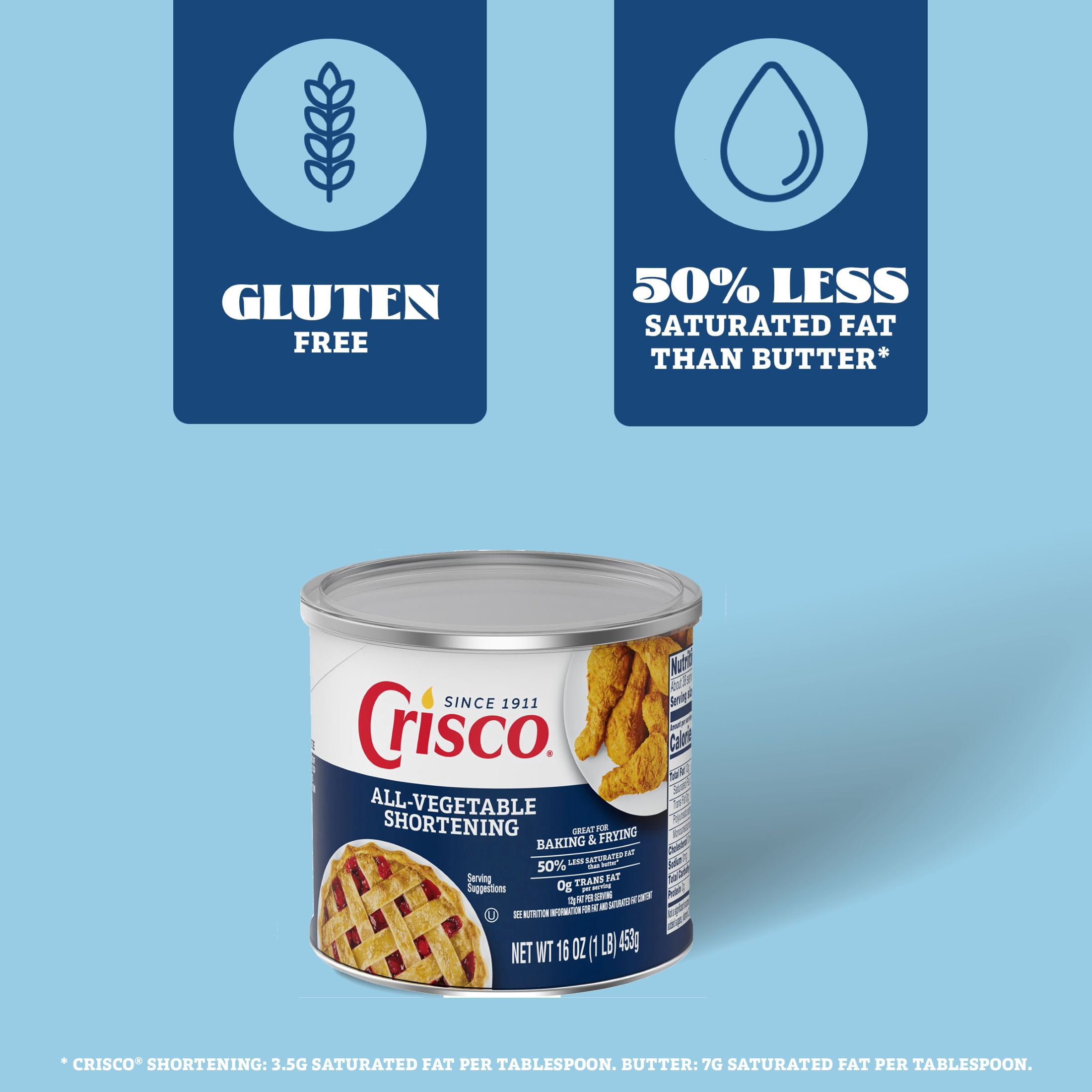 Crisco All-Vegetable Shortening, Whole, 16 oz Can