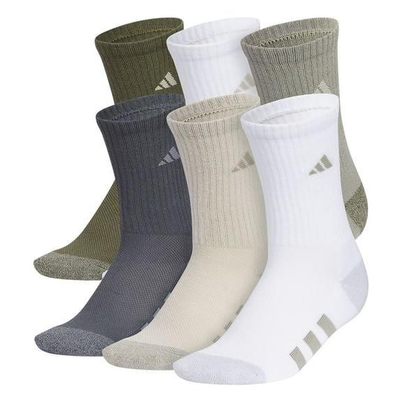 Boys adidas 6-pk. Crew Socks Color: Pebble Gray White Size: 8-9.5