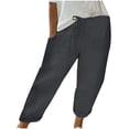 thumbnail image 2 of RXIRUCGD Fashion Womens Casual Solid Color Elastic Loose Pants With Pocket, Gray, Size: L, 2 of 6