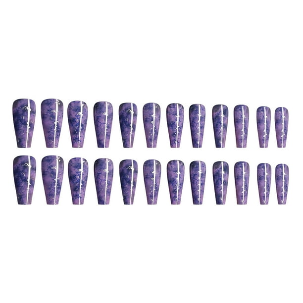 Seitruly Uñas postizas de ataúd, estilo francés clásico, uñas a presión, cubierta completa, punta de uñas, pegatinas de manicura de viscosidad Arte de uñas tipo 32 Seitruly CE012296-32B