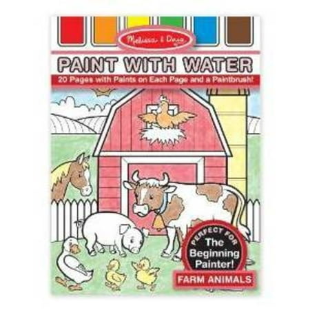 Melissa & Doug Paint With Water - Farm Animals, 20 Perforated Pages, Spill-proof Palettes