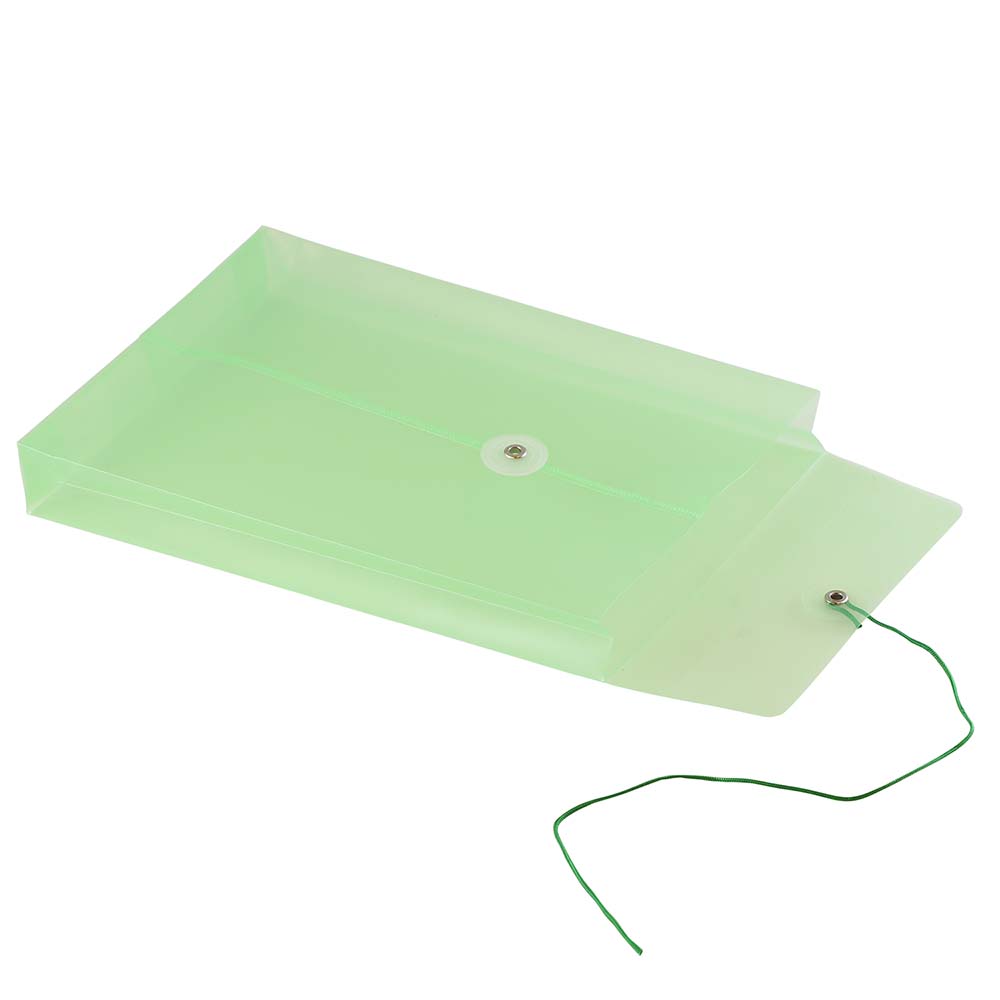 JAM Paper Plastic Envelopes with Button & String Tie Closure, 6 1/4 x 9 1/4, Green, 3/Pack